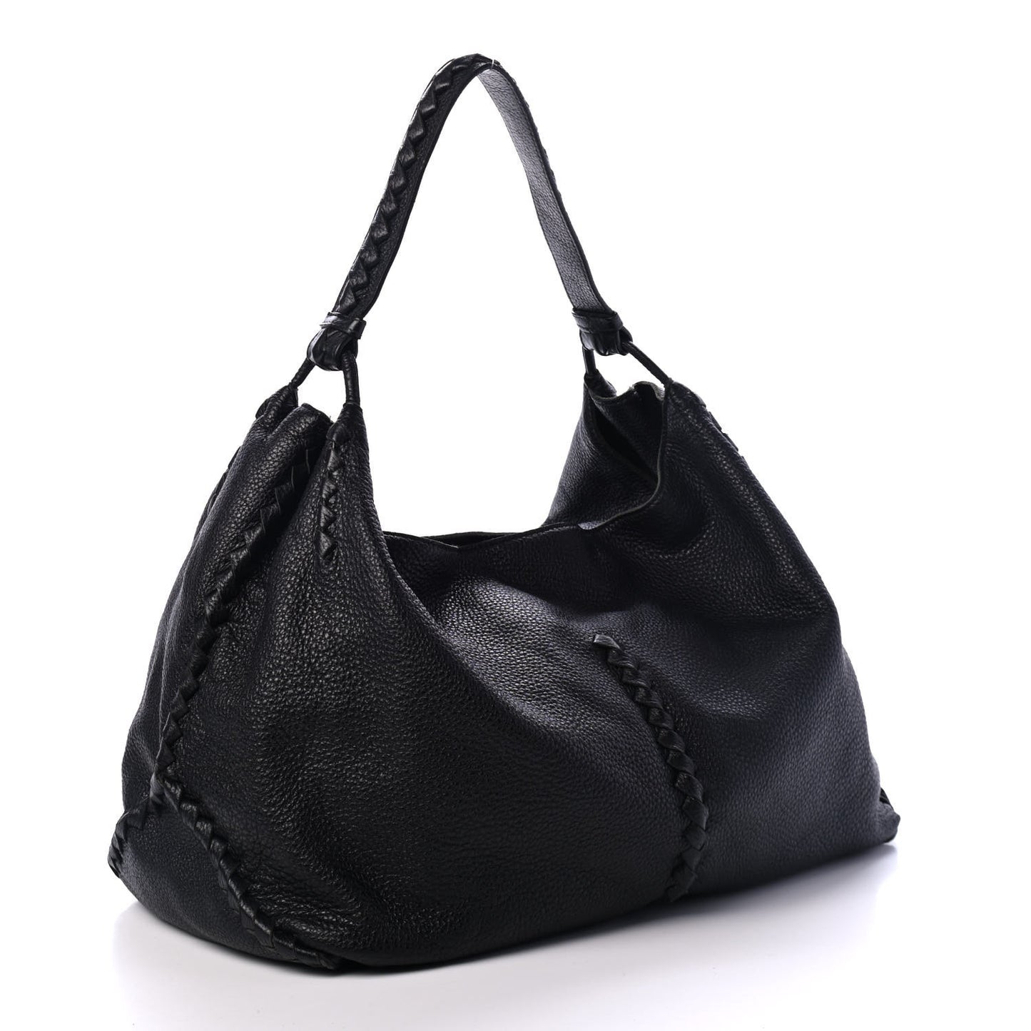Washed Cervo Deerskin Large Hobo Black