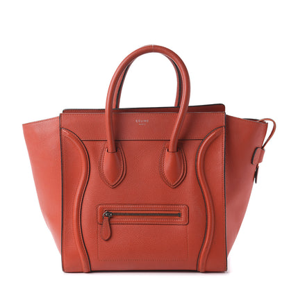 Celine Drummed Calfskin Mini Luggage Coquelicot 1 of 10