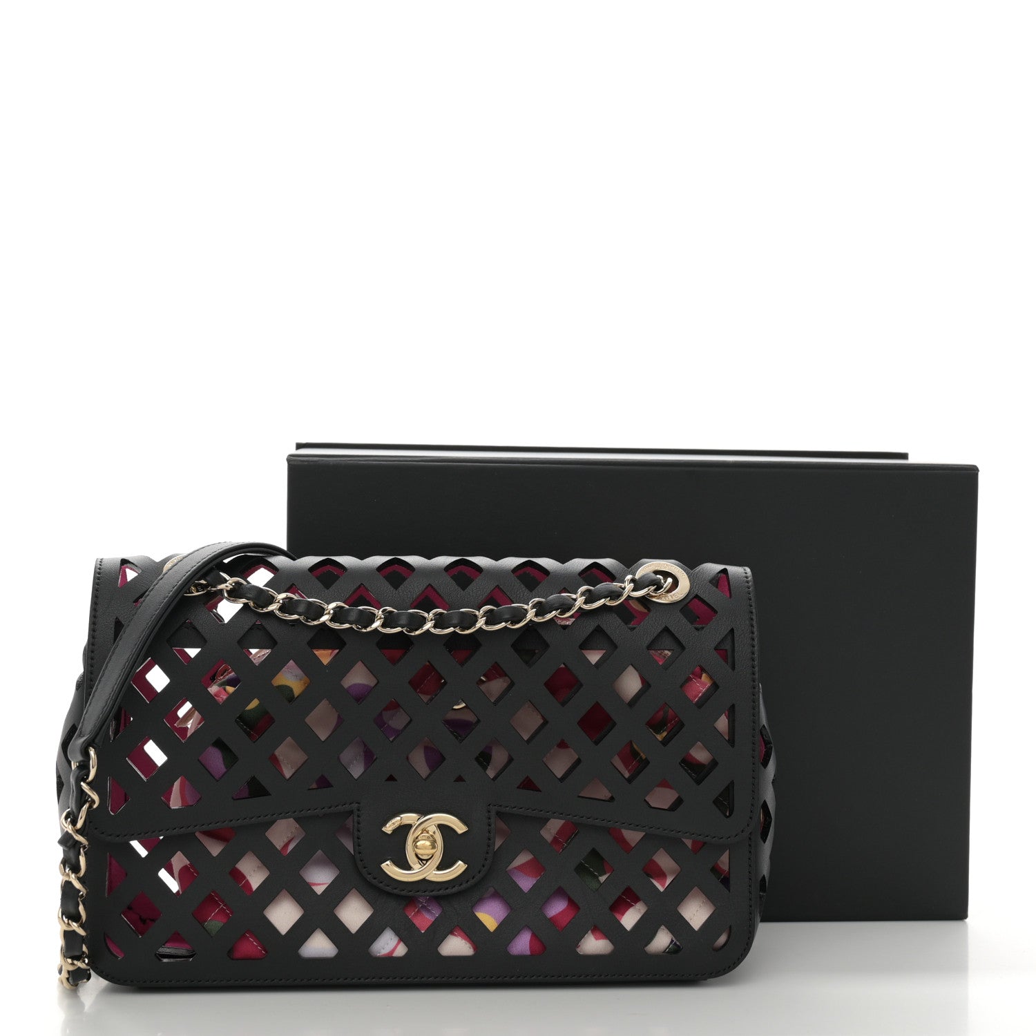 Chanel Lambskin Sea Through Flap Black Multicolor 14 of 14