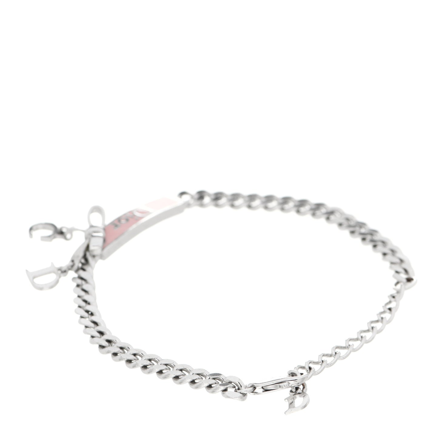 Enamel Bow Bracelet Silver Pink