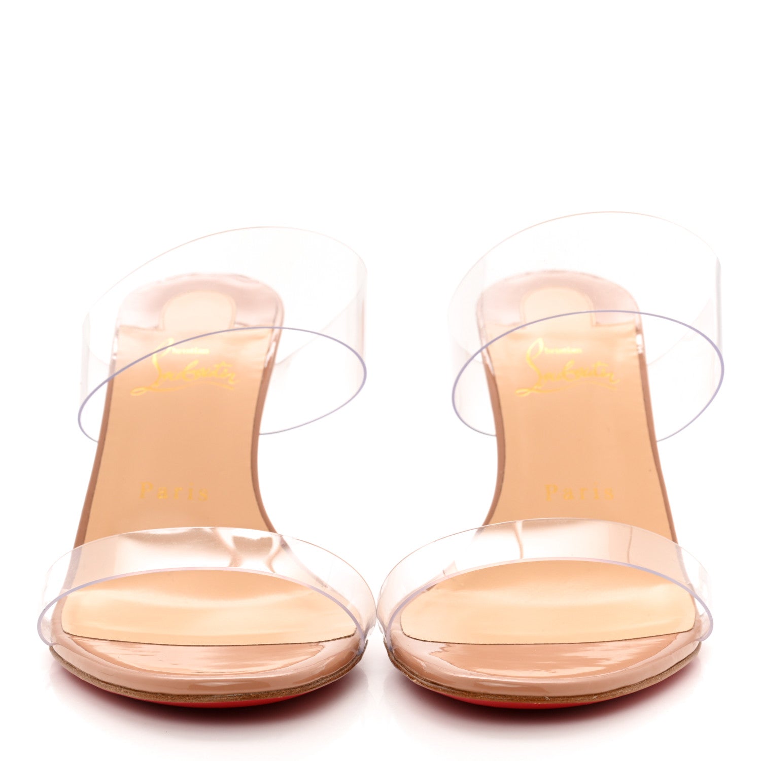 Christian Louboutin Patent PVC Just Nothing 85 Slide Sandals 39 Nude 2 of 7