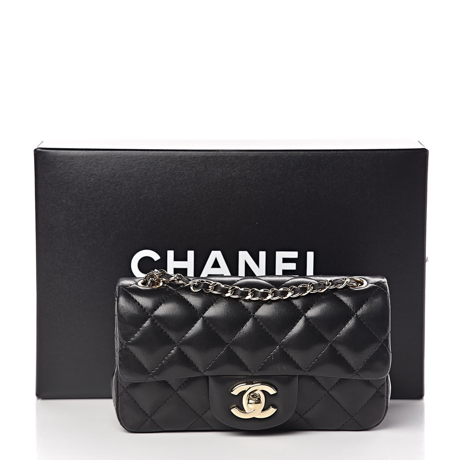 Chanel Lambskin Quilted Extra Mini Rectangular Flap Black 13 of 13
