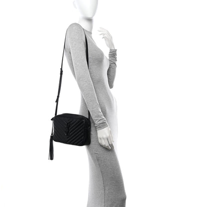 Saint Laurent Calfskin Matelasse Monogram Monochrome Lou Camera Bag Black 2 of 12