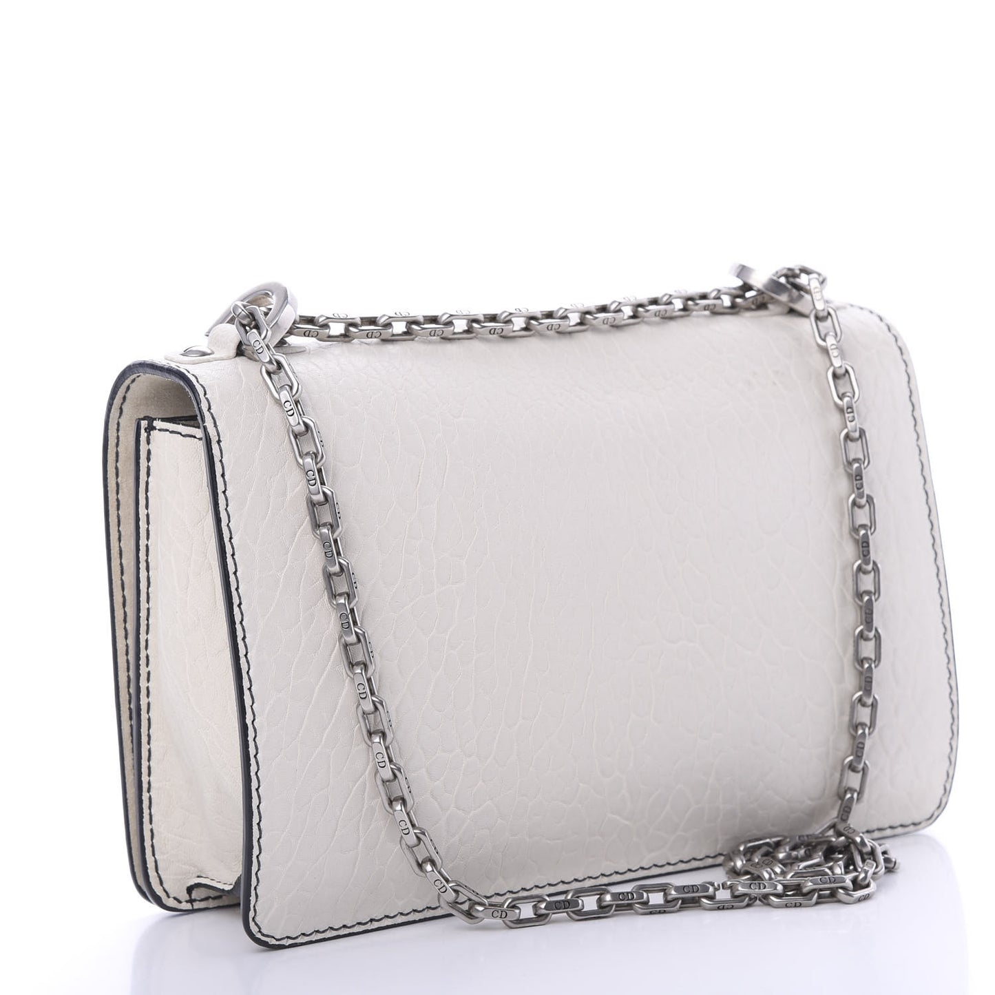 Canyon Grained Lambskin J'Adior Chain Flap Bag Off White