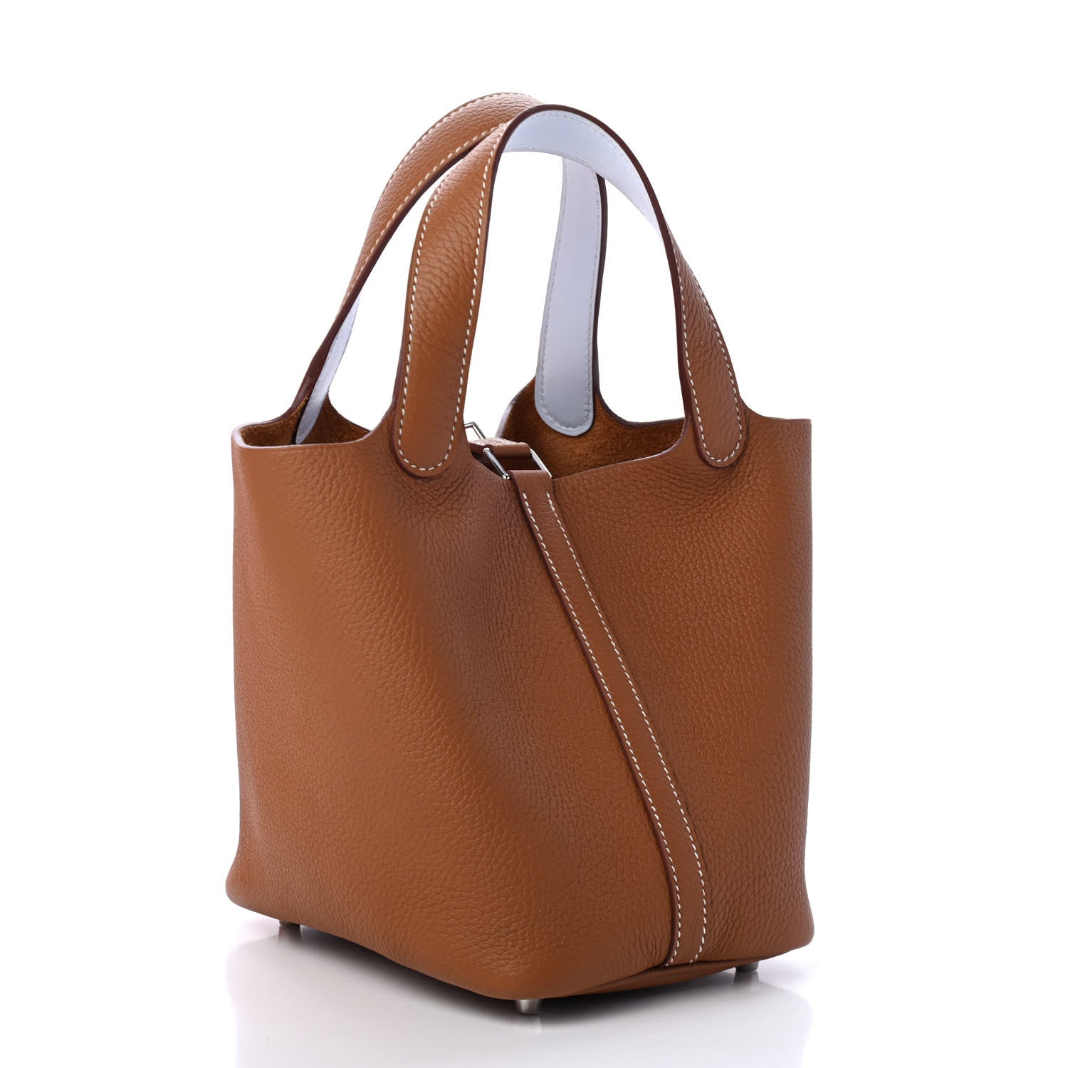 Hermes Taurillon Clemence Swift Eclat Picotin Lock 18 PM Gold Bleu Brume 2 of 4