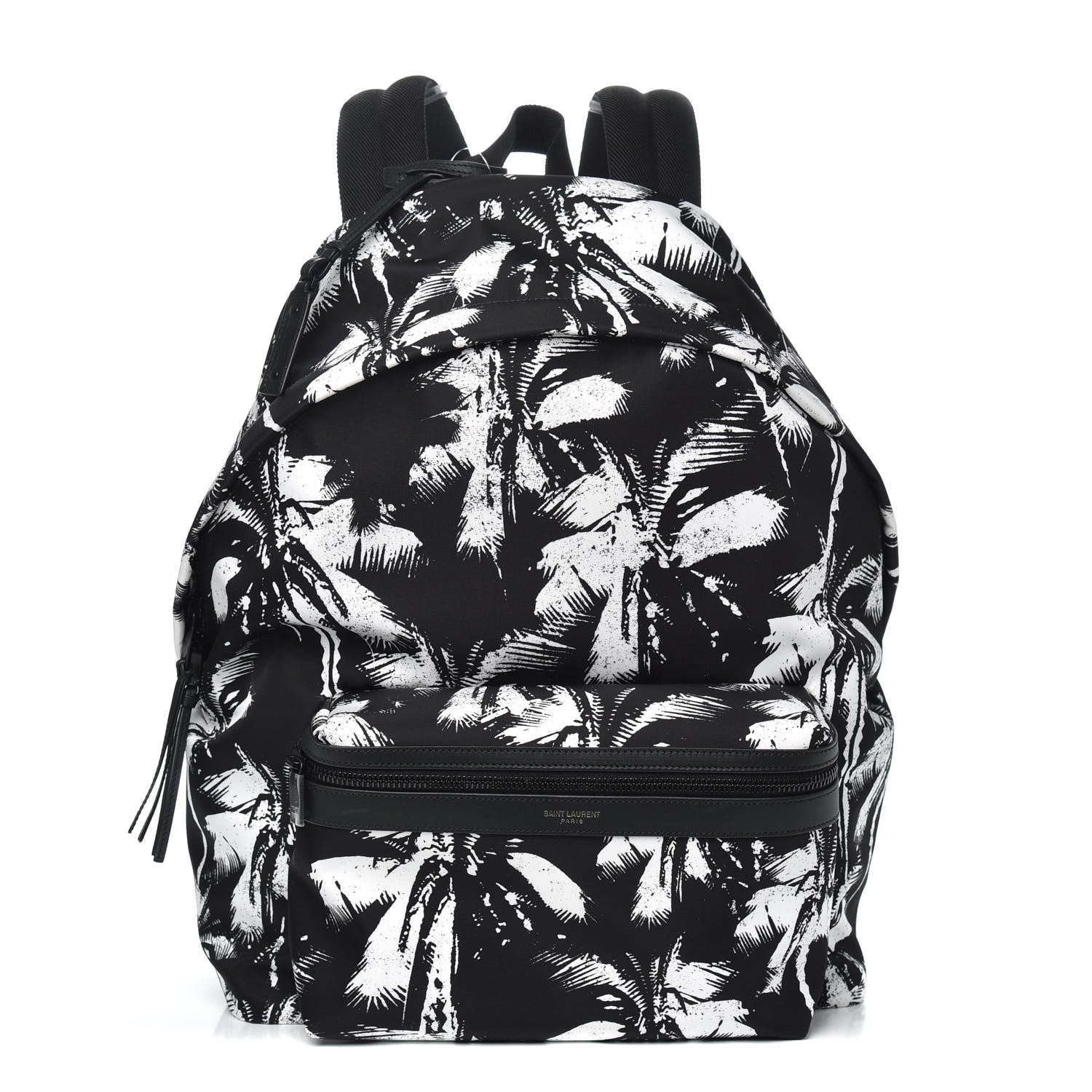 Saint Laurent Canvas Palm Tree City Backpack Black White 1 of 8