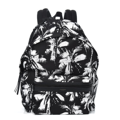 Saint Laurent Canvas Palm Tree City Backpack Black White 1 of 8