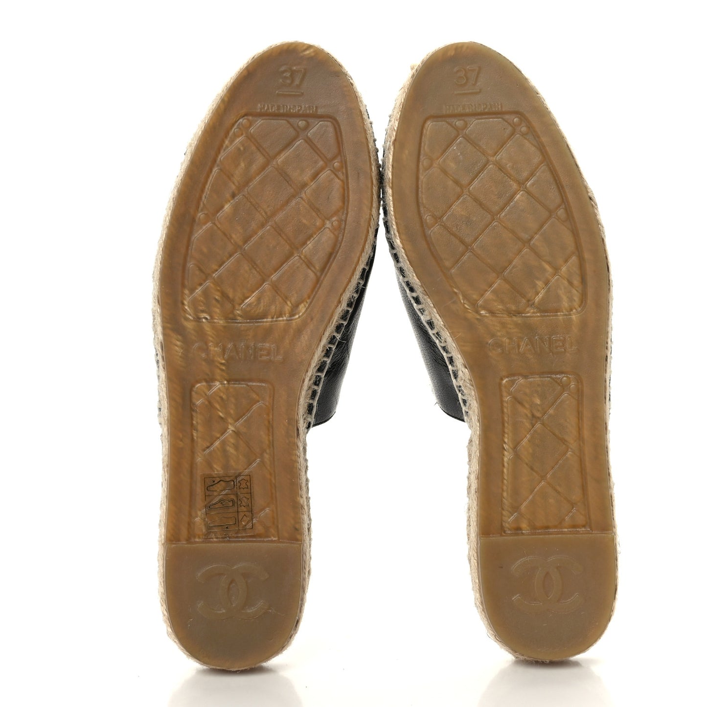 Iridescent Goatskin Patent CC Espadrille Mules 37 Black