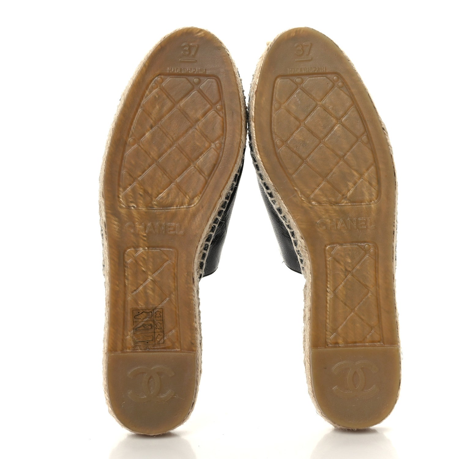 Chanel Iridescent Goatskin Patent CC Espadrille Mules 37 Black 5 of 8
