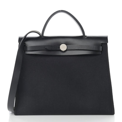 Hermes Military Toile Vache Hunter Herbag Zip PM 31 Black 3 of 11