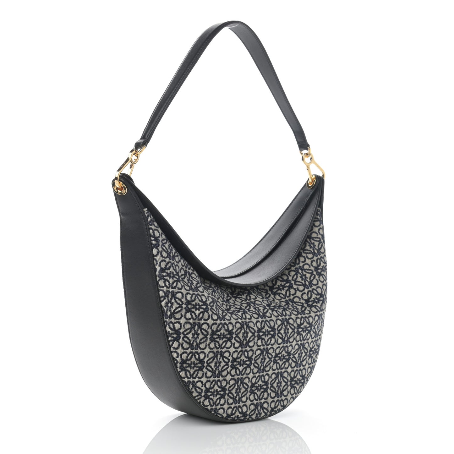 Jacquard Anagram Calfskin Luna Bag Navy Black