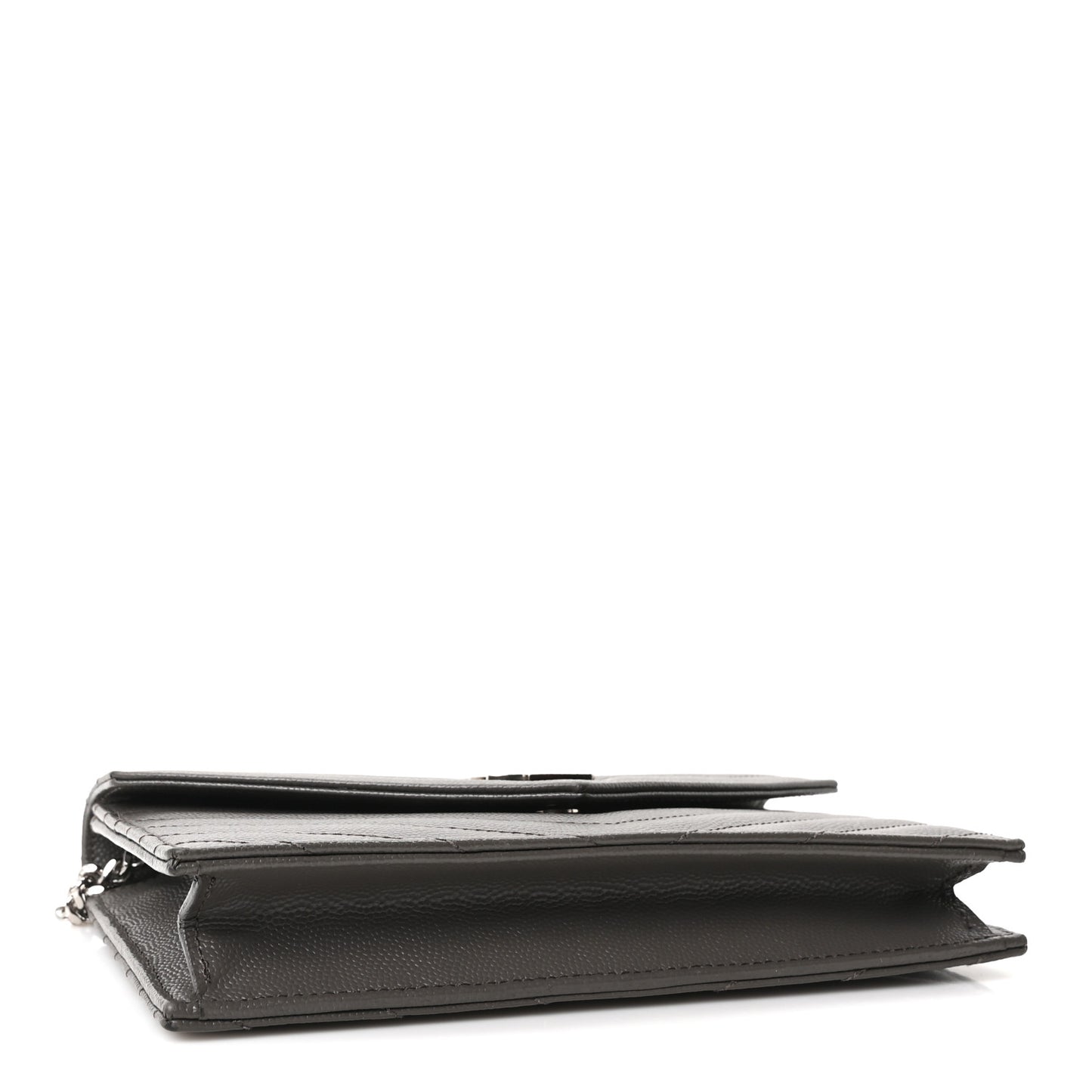 Grain De Poudre Matelasse Chevron Monogram Envelope Chain Wallet Coal