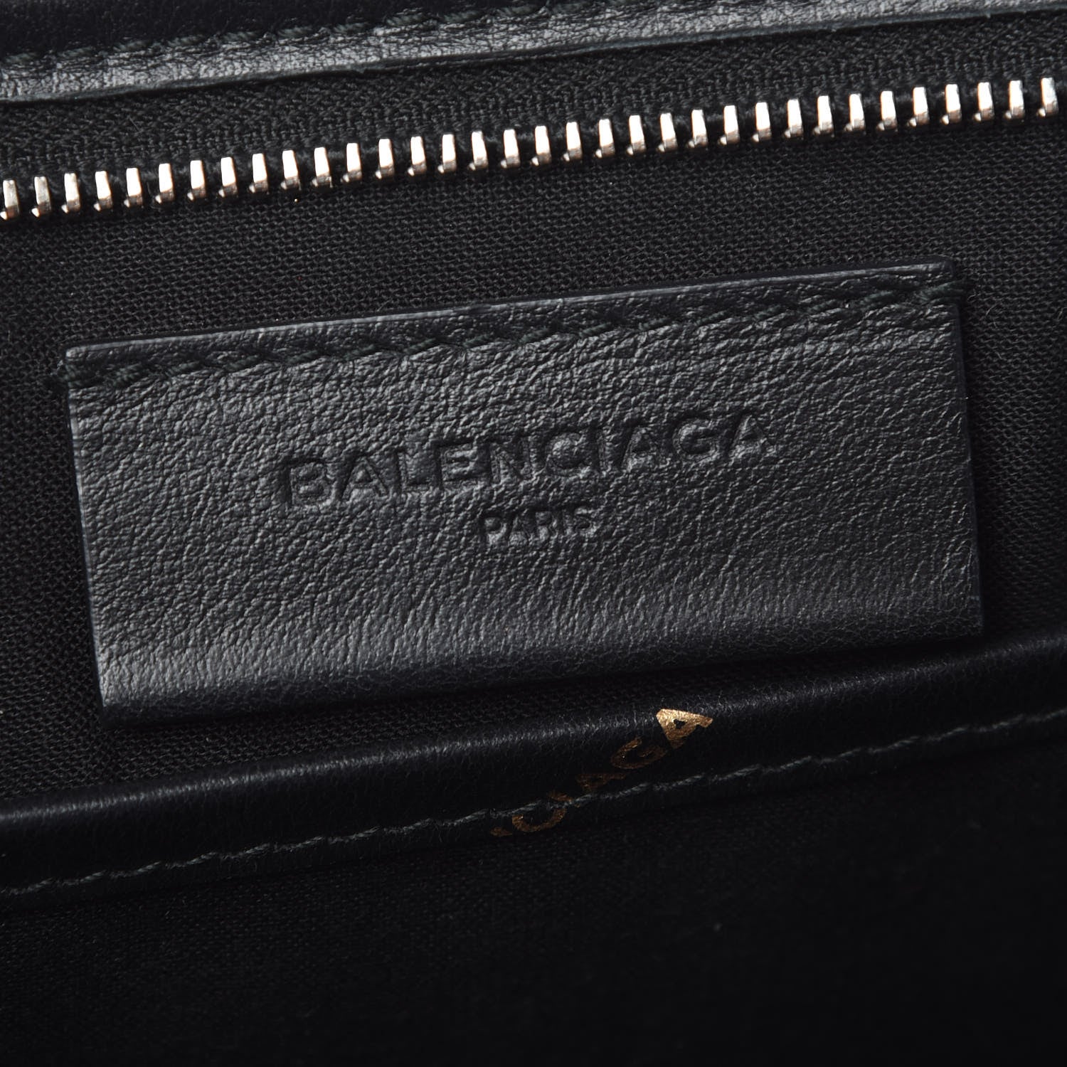 Balenciaga Calfskin Allover Logo Mini Bazar Pouch Black Gold 6 of 7