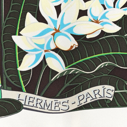 Hermes Silk Flamingo Party Shawl 90 White Vert Fuchsia 2 of 5