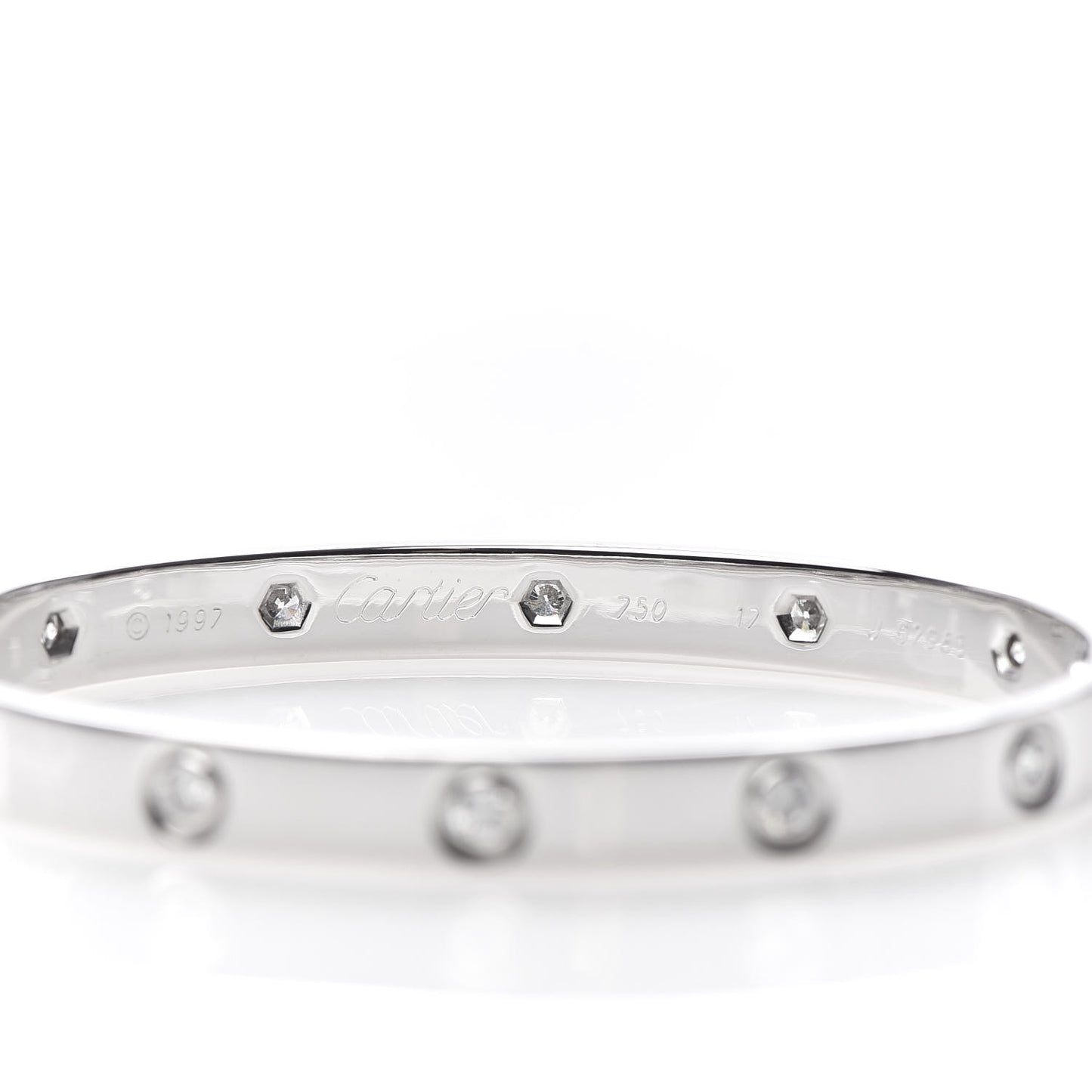18K White Gold 10 Diamond LOVE Bracelet 17