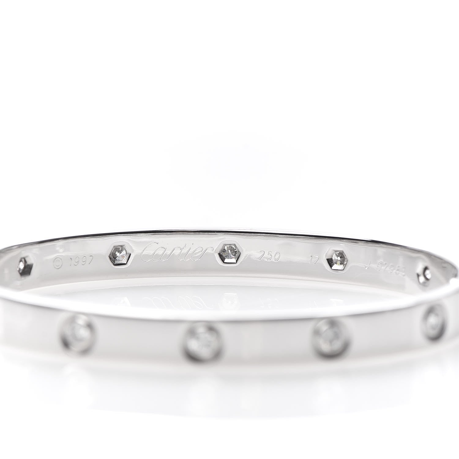 Cartier 18K White Gold 10 Diamond LOVE Bracelet 17 4 of 6
