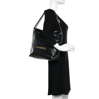 Chanel Shiny Calfskin Quilted Small Chanel 22 Black 2 of 10