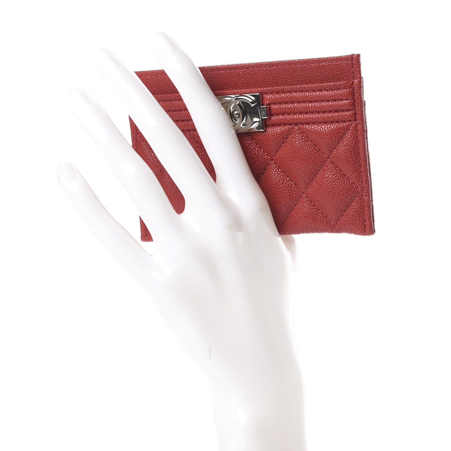 Caviar Quilted Boy Card Holder Red