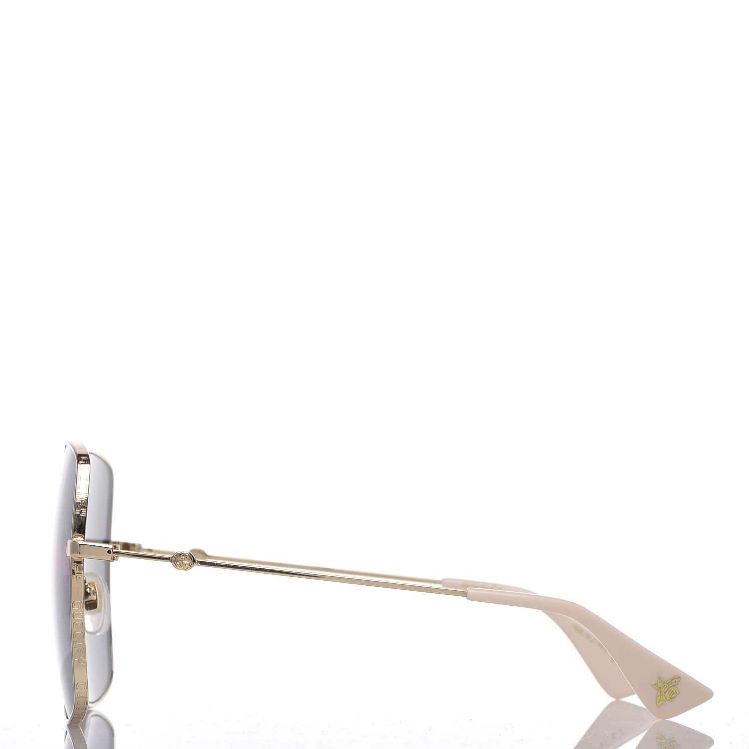 Gucci Metal Rectangular Guccify Frame Sunglasses GG0414S Gold 2 of 9