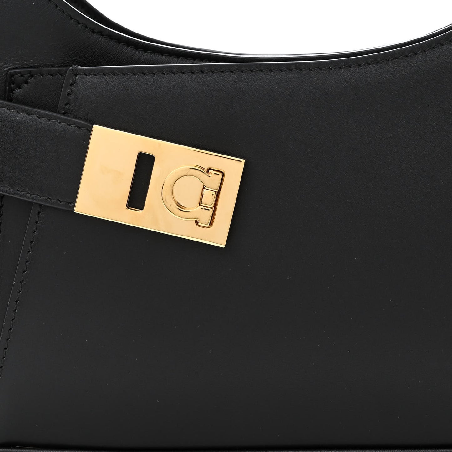 Soft Calfskin Gancini Hobo Black