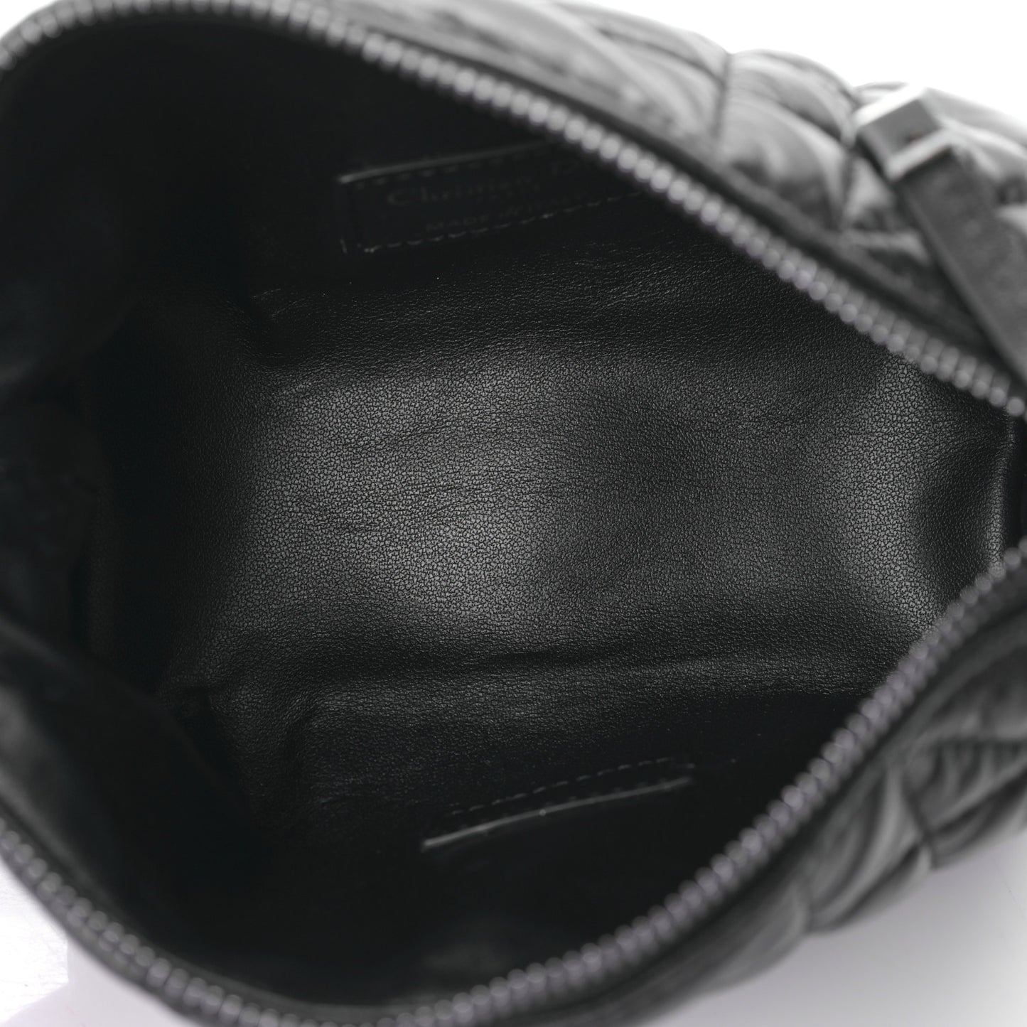 Calfskin Macrocannage Small Diortravel Nomad Pouch Black