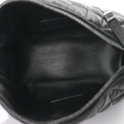 Christian Dior Calfskin Macrocannage Small Diortravel Nomad Pouch Black 5 of 9