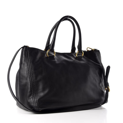 Prada Soft Calf Shopping Tote Black 4 of 8