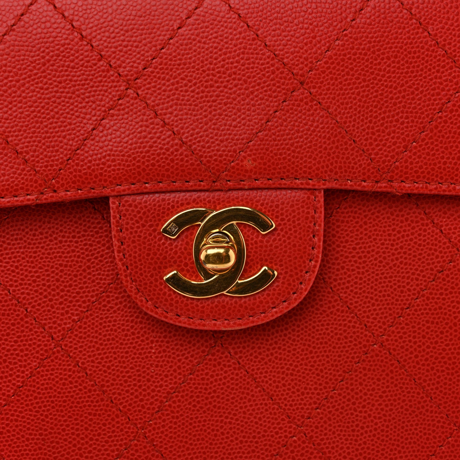 Chanel Caviar Stitched Flap Shoulder Bag Red 14 of 17