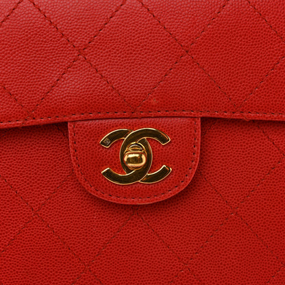 Chanel Caviar Stitched Flap Shoulder Bag Red 14 of 17