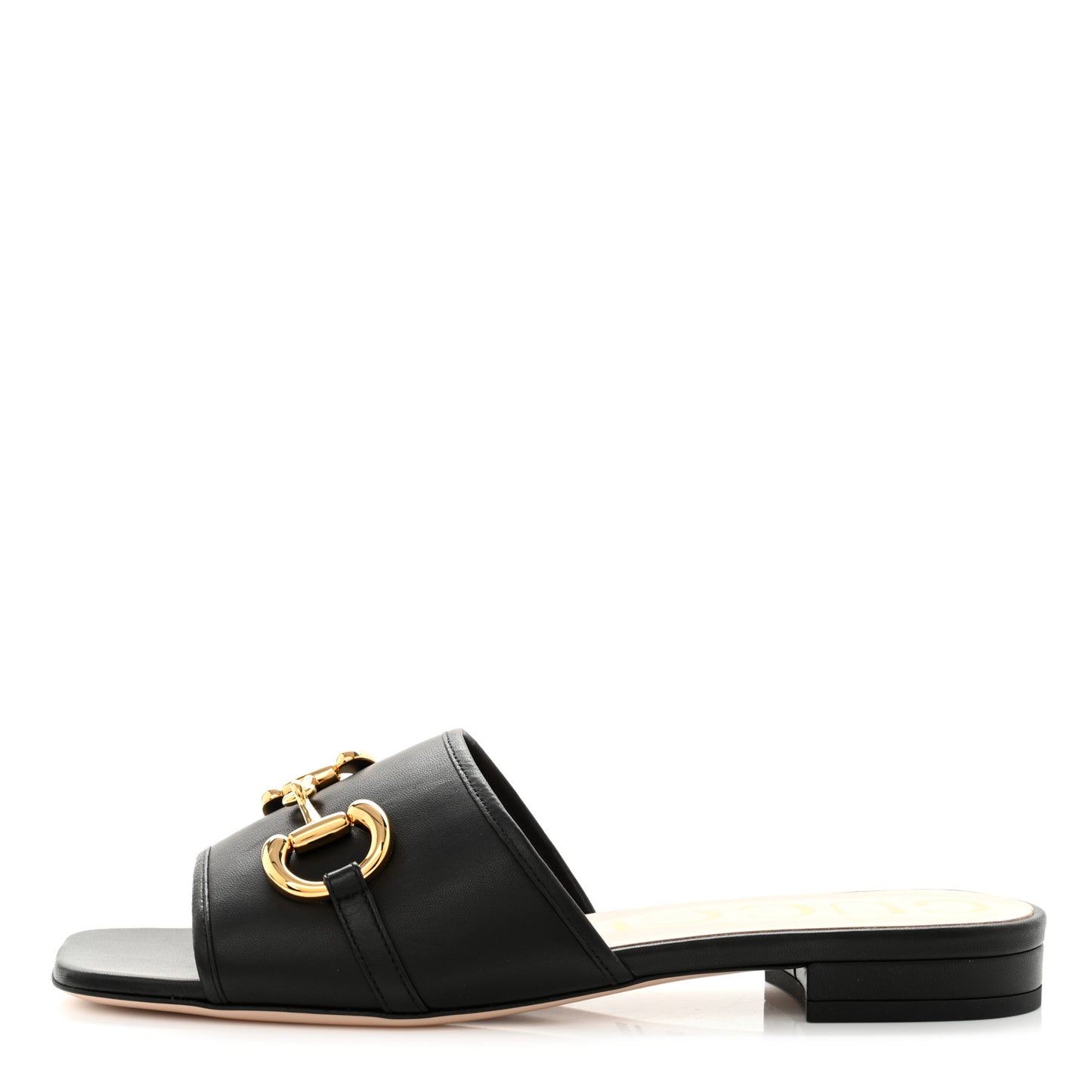 Nappa Horsebit Flat Slide Sandals 39 Black