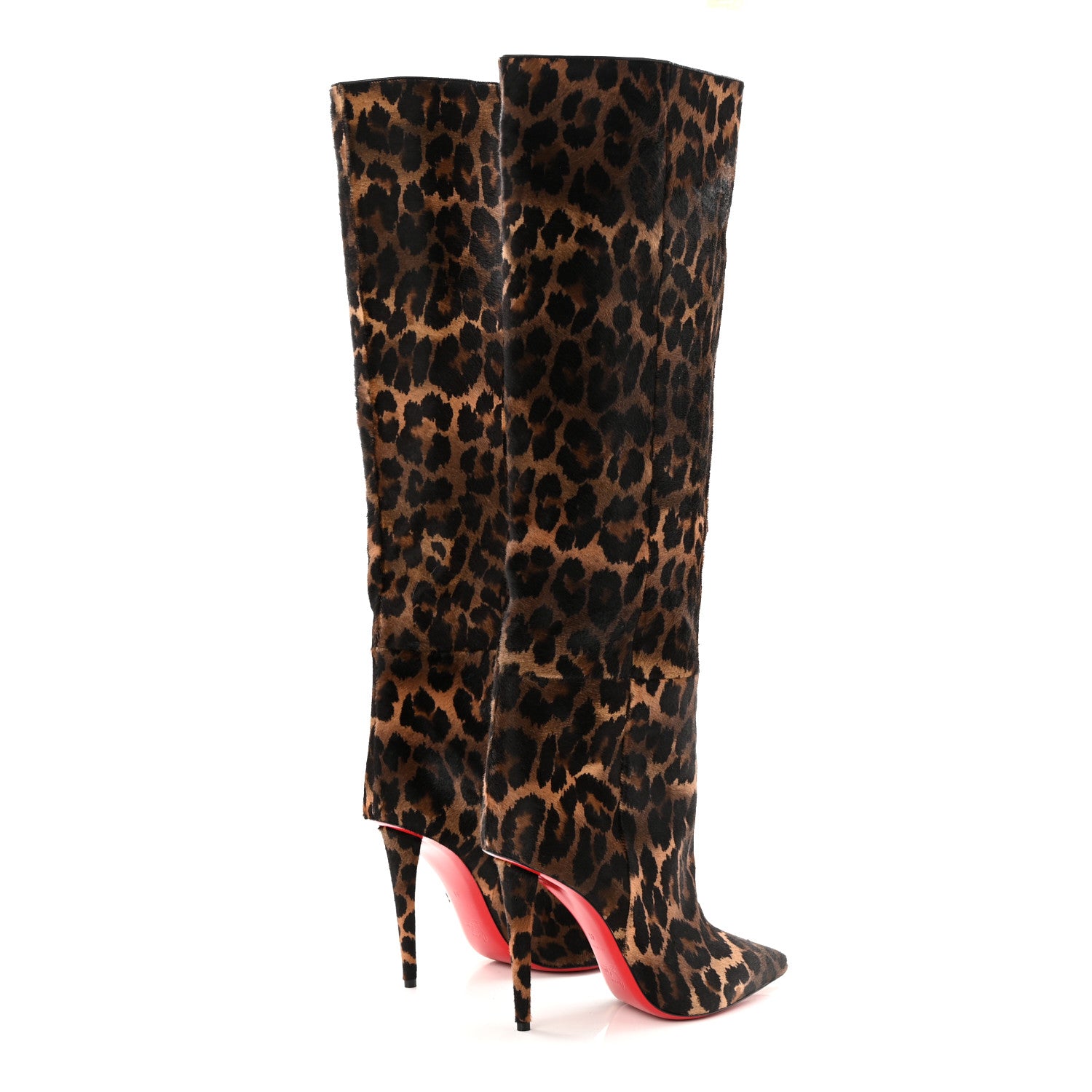 Christian Louboutin Pony Hair Leopard Print Astrilarge Botta Knee Boots 41 Brown Black 5 of 7
