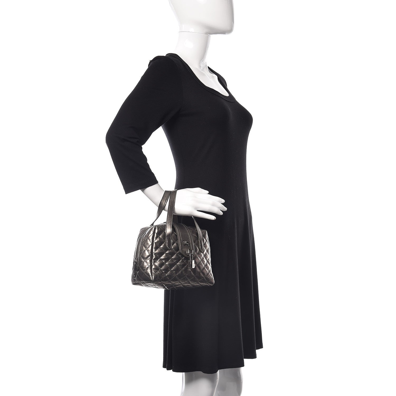 Burberry Metallic Calfskin Quilted Sophie Pewter 2 of 10
