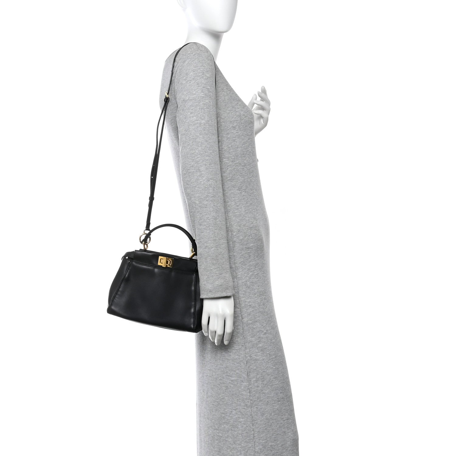 Fendi Nappa Mini Peekaboo Iconic Satchel Black 2 of 9