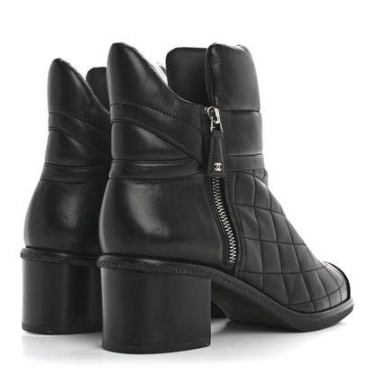 Chanel Lambskin Velvet Quilted Cap Toe Short Boots 40 Black 5 of 12
