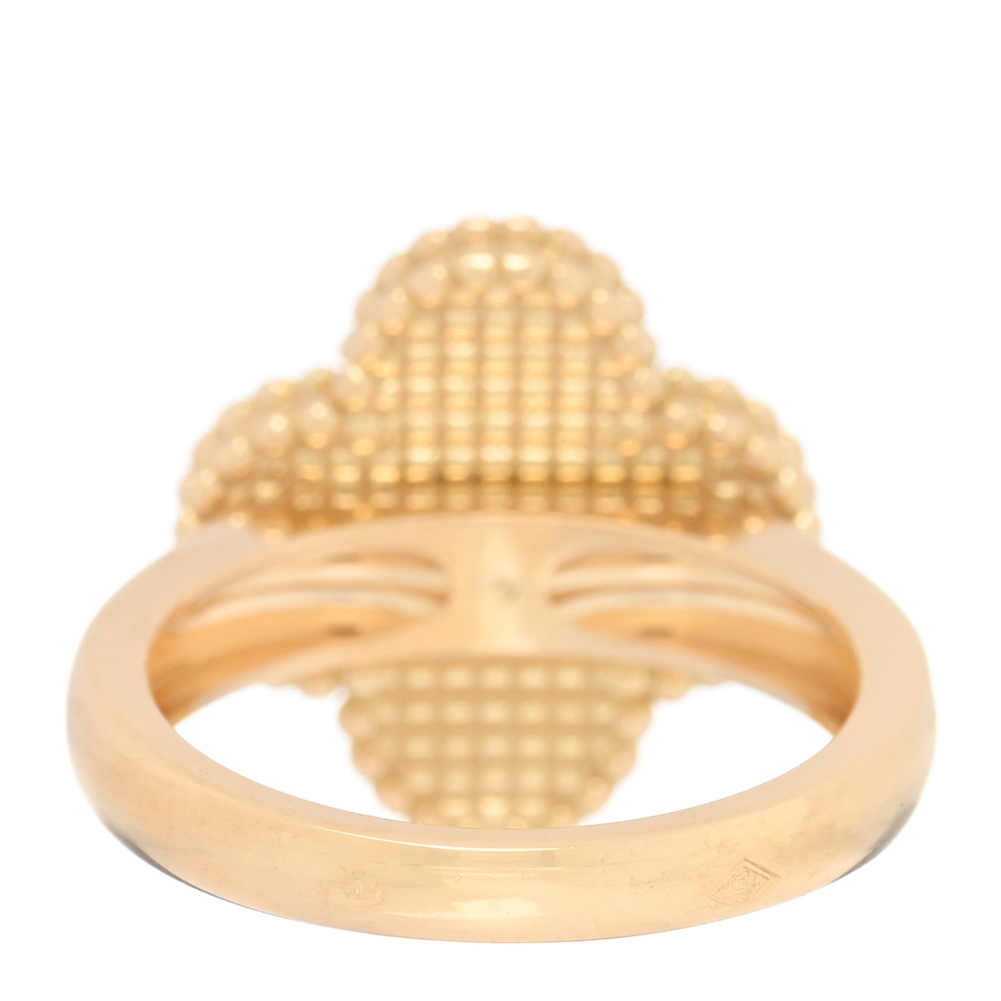 18K Yellow Gold Carnelian Diamond Vintage Alhambra Ring 49 5