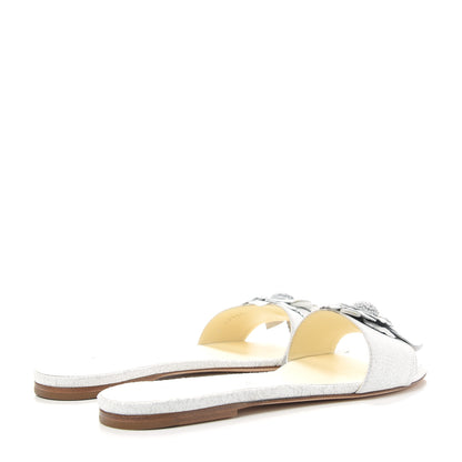 Chanel Crackled Lambskin Camellia Sandal Mule 38 White 4 of 11
