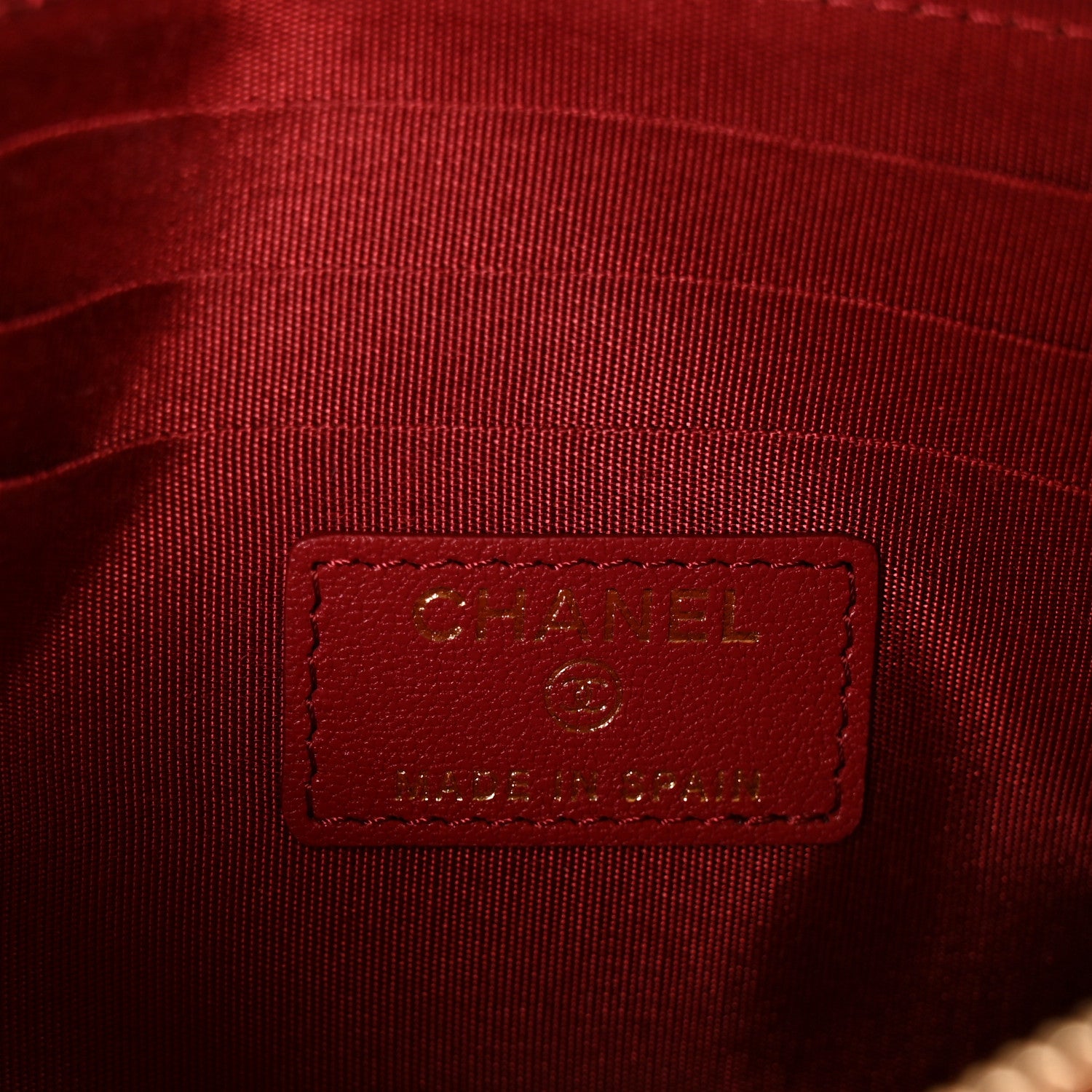 Chanel Sheepskin Quilted Mademoiselle Vintage Zip Pouch Red 6 of 9