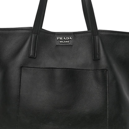 Prada City Calf Front Pocket Large Shopping Tote Black 8 of 13