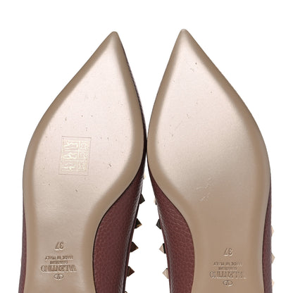 Valentino Garavani Pebbled Calfskin Rockstud Ballerina Flats 37 Dark Nude 9 of 12