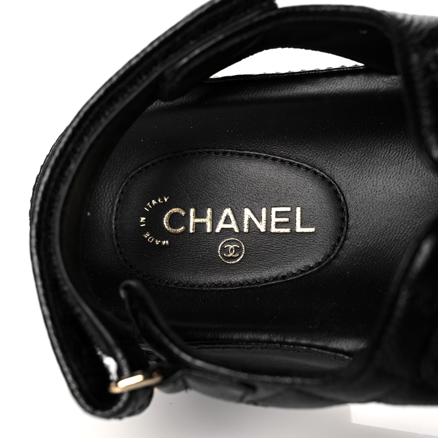 Chanel Grained Calfskin Velcro Dad Sandals 39 Black 7 of 9