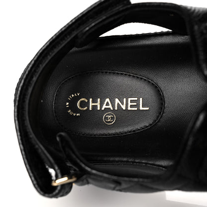 Chanel Grained Calfskin Velcro Dad Sandals 39 Black 7 of 9