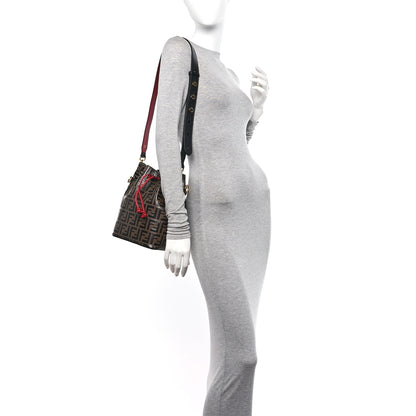 Fendi Vitello Grace F is Fendi Bi-Color FF 1974 Embossed Grande Mon Tresor Bucket Bag Maya Black Fragola 2 of 13