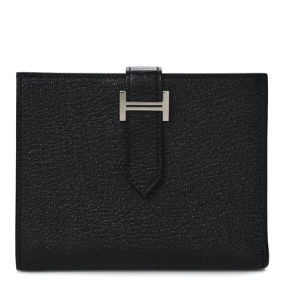 Hermes Chevre Mysore Bearn Compact Wallet Black 1 of 7