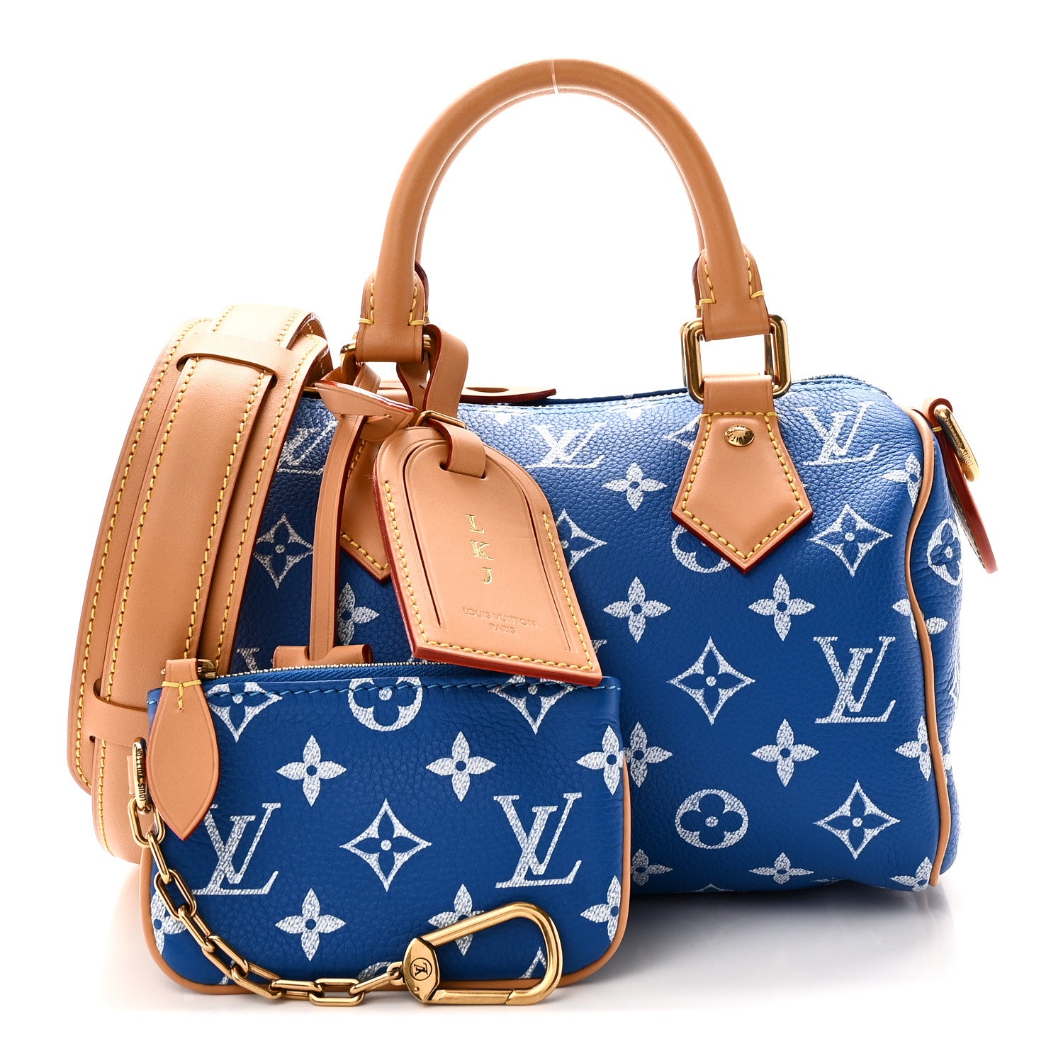 Louis Vuitton Calfskin Monogram Speedy P9 Bandouliere 20 Blue 3 of 10