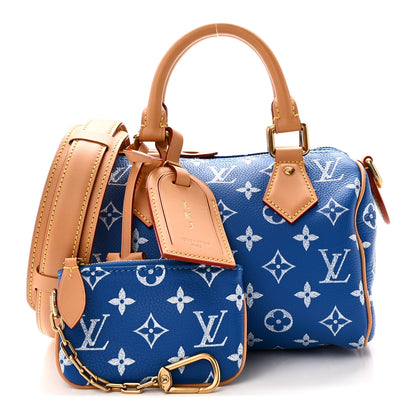 Louis Vuitton Calfskin Monogram Speedy P9 Bandouliere 20 Blue 3 of 10