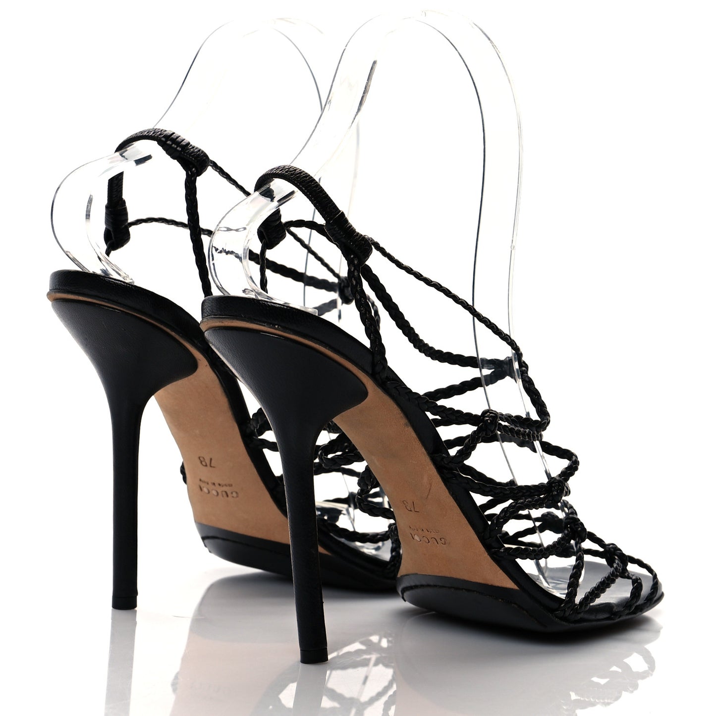 Caged Strappy High Heel Sandals 7 Black