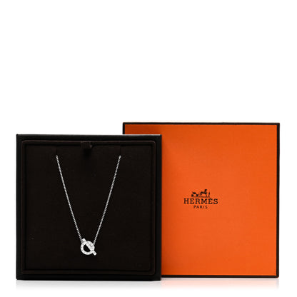 Hermes 18K White Gold Diamond Finesse Pendant Necklace 6 of 6