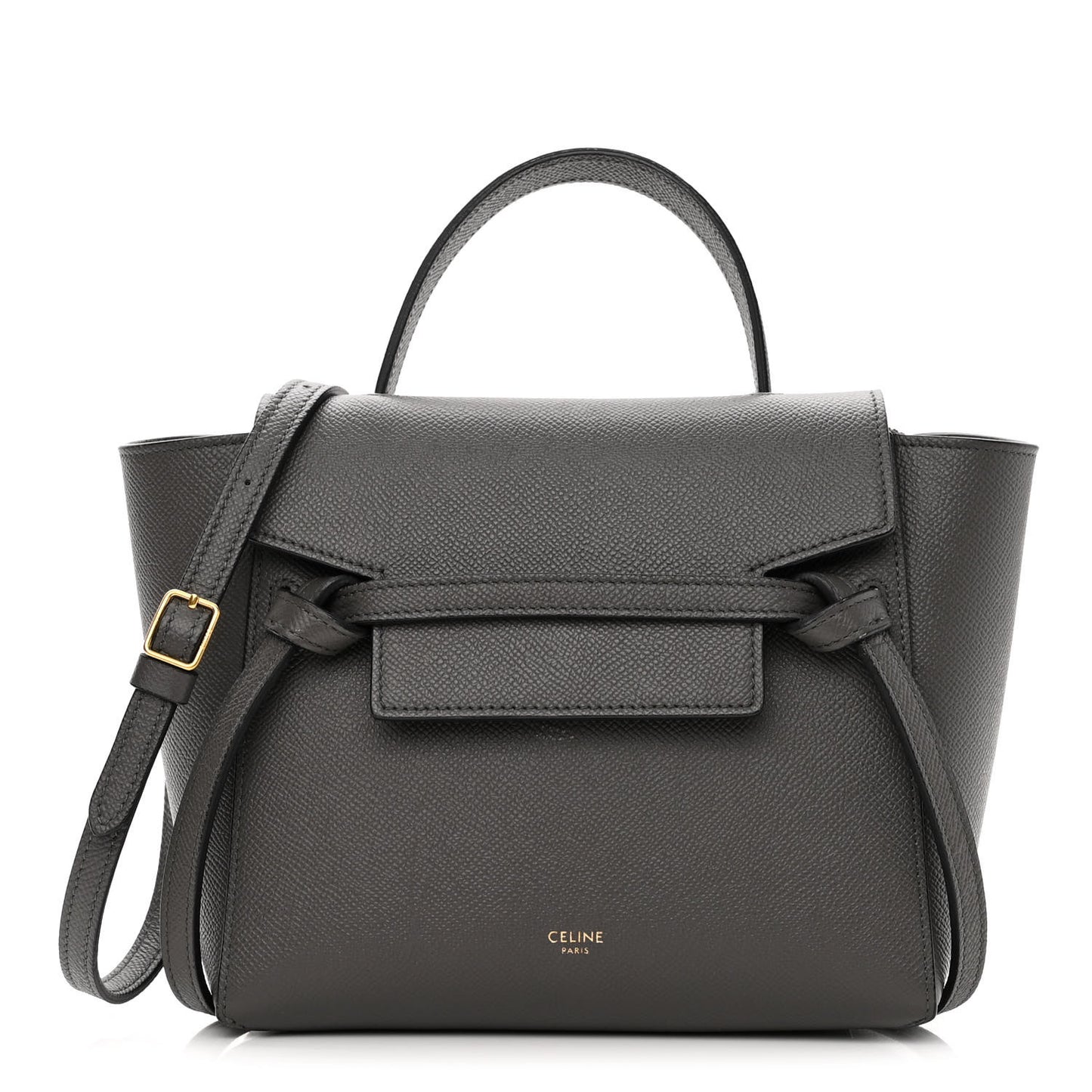 Grained Calfskin Nano Belt Bag Grey