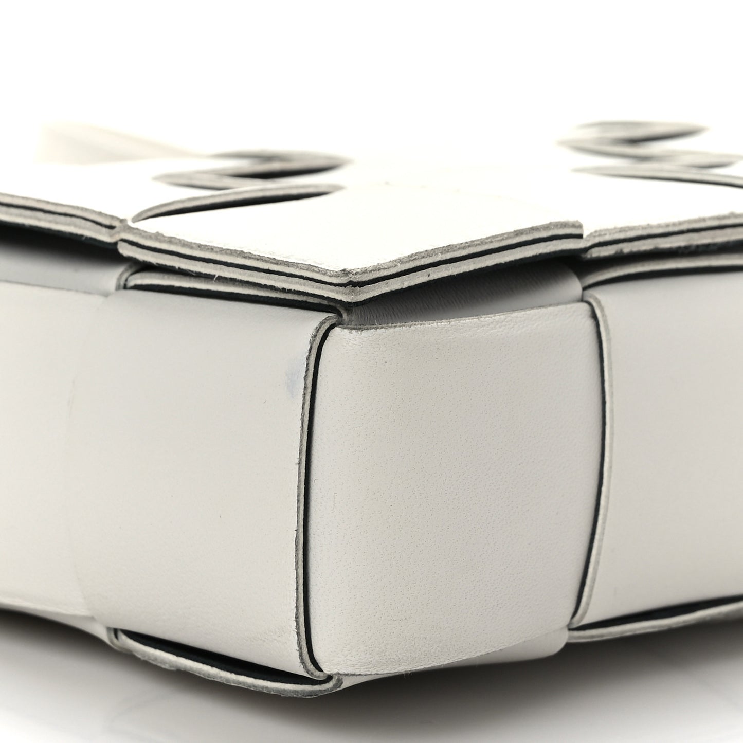 Lambskin Maxi Intrecciato Cassette Crossbody Bag White