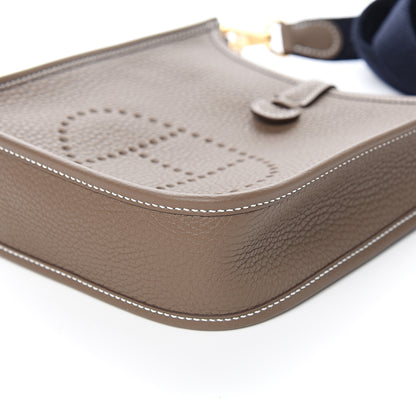 Hermes Taurillon Clemence Amazone Evelyne TPM Etoupe Bleu Indigo 8 of 10